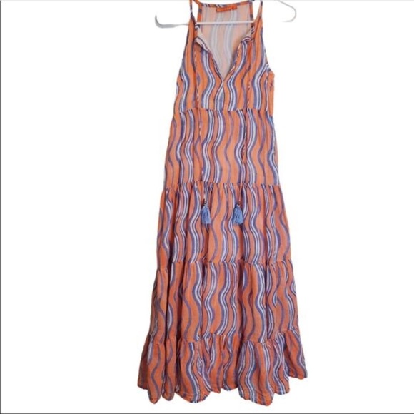Oliphant orange & blue tiered tassel dress - Picture 3 of 7